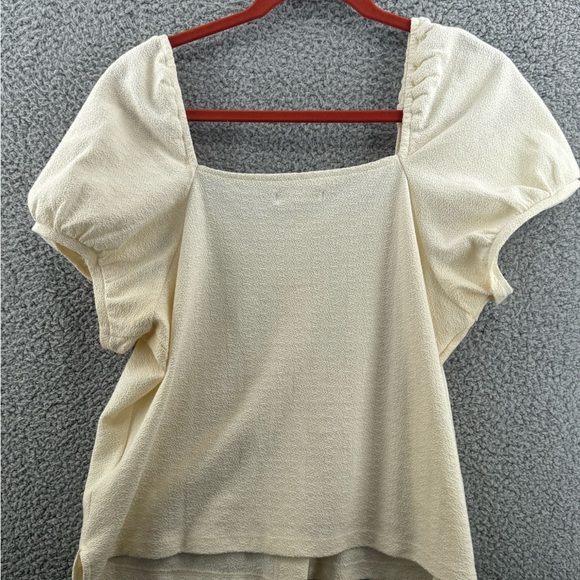 Madewell Square Neck Button Down Puff Sleeves Shirt Textured Size Large - Picture 2 of 10